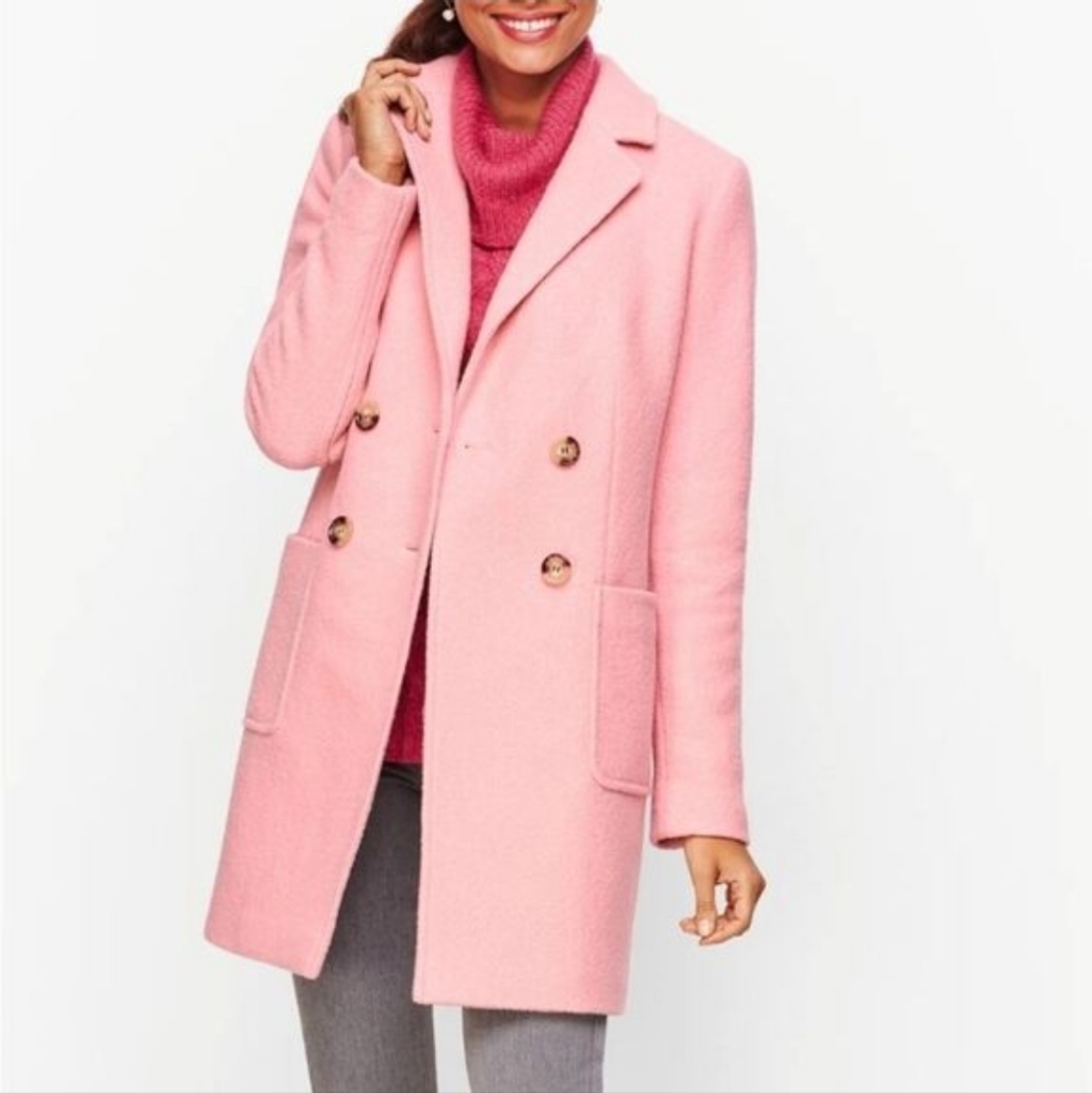 Talbots Double-Breasted Wool Car Coat - Light Pink
